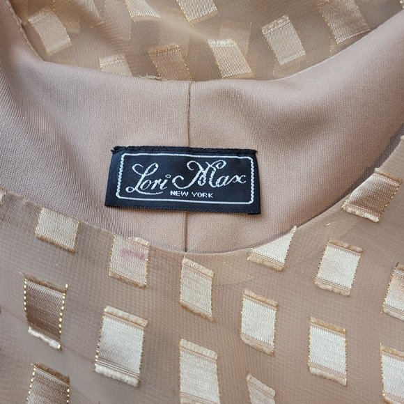 Lori Max New York Vintage 2 Piece Sleeveless Dress Gold Squares Shoulder Pads - Picture 5 of 5